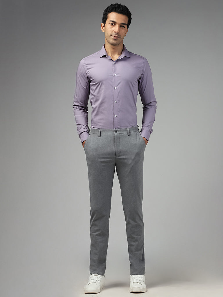 WES Formals Solid Ultra Slim Lavender Shirt