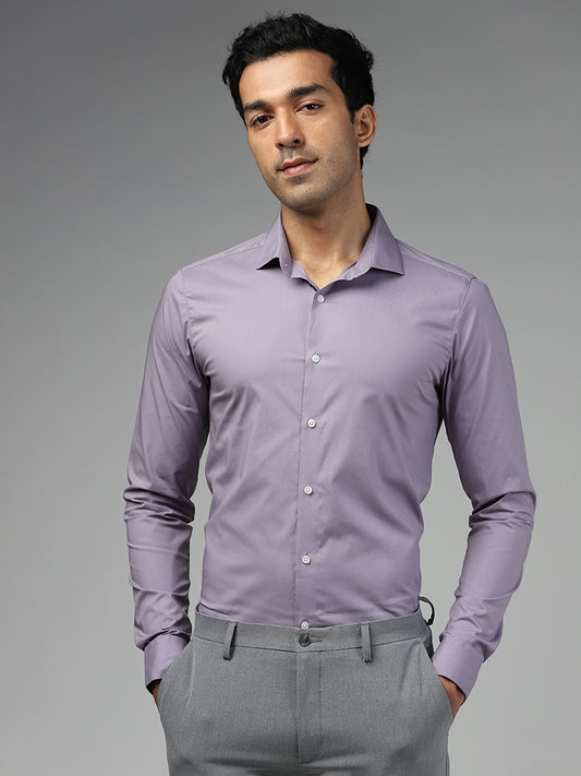 WES Formals Solid Ultra Slim Lavender Shirt
