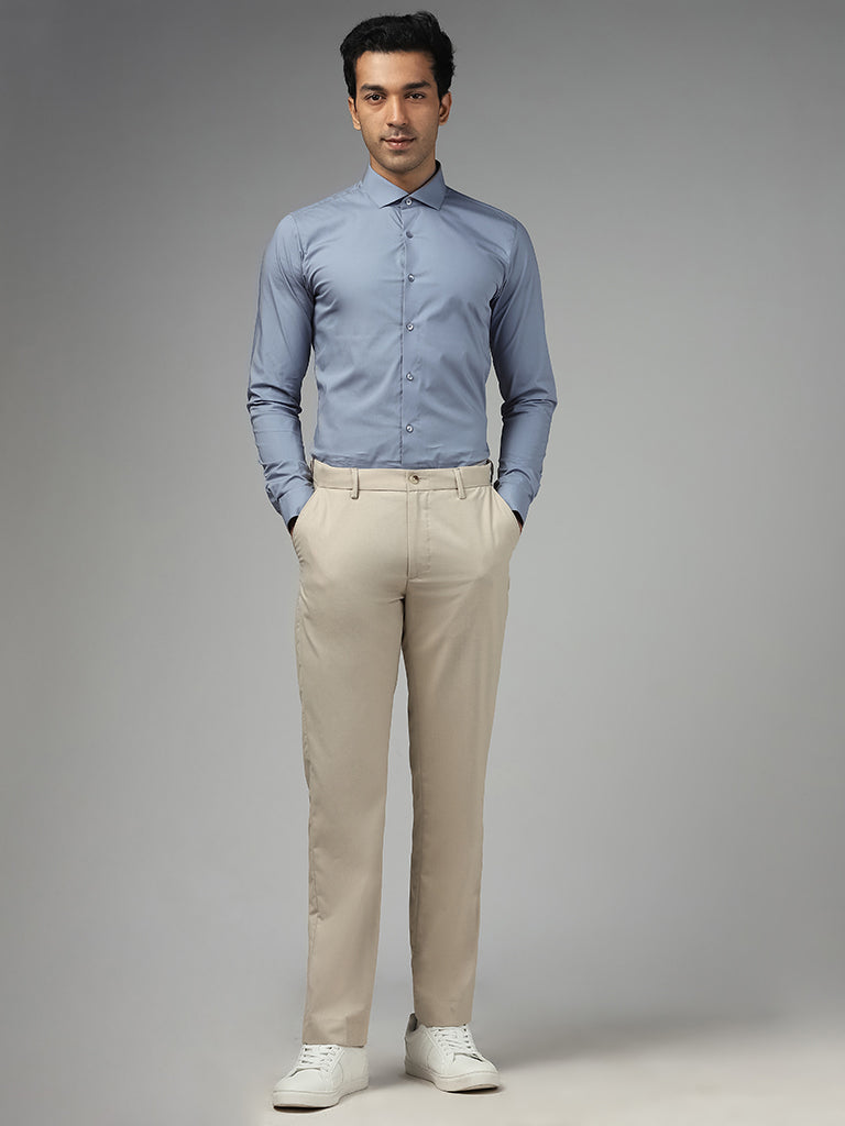 Light blue shirt 2024 with gray pants