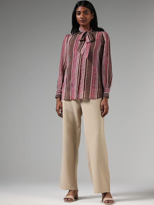 Wardrobe Multicolor Striped Shirt with Camisole Set
