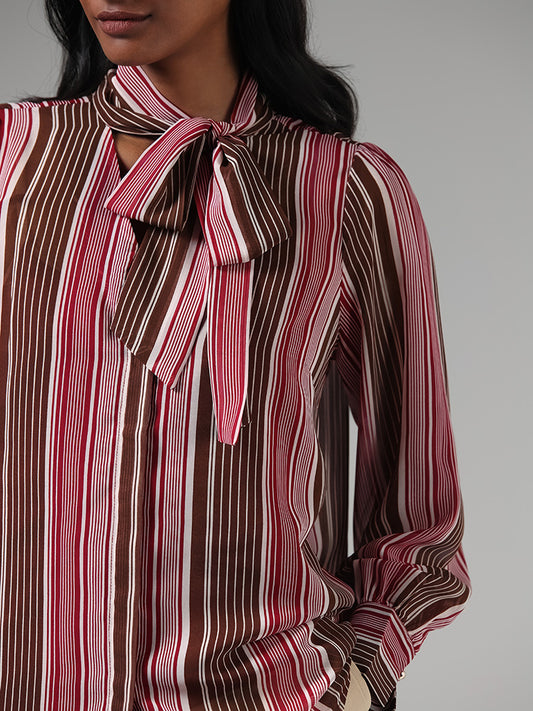 Wardrobe Multicolor Striped Shirt with Camisole Set