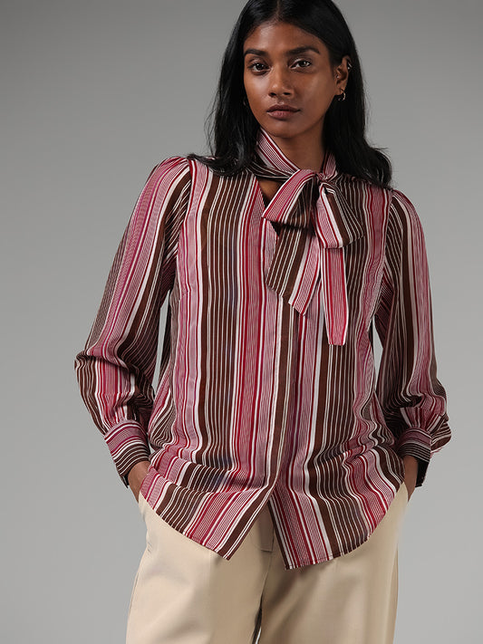 Wardrobe Multicolor Striped Shirt with Camisole Set