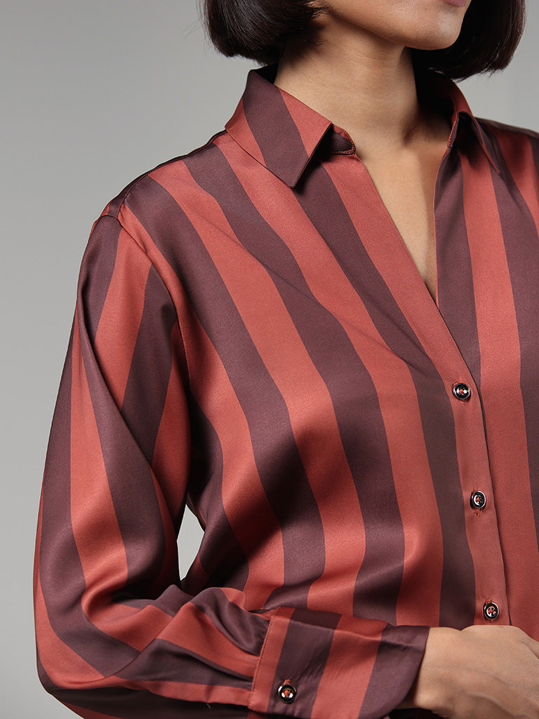 Wardrobe Brown Striped Shirt