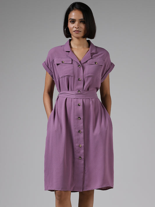 Wardrobe Orchid Button-Down Dress with belt