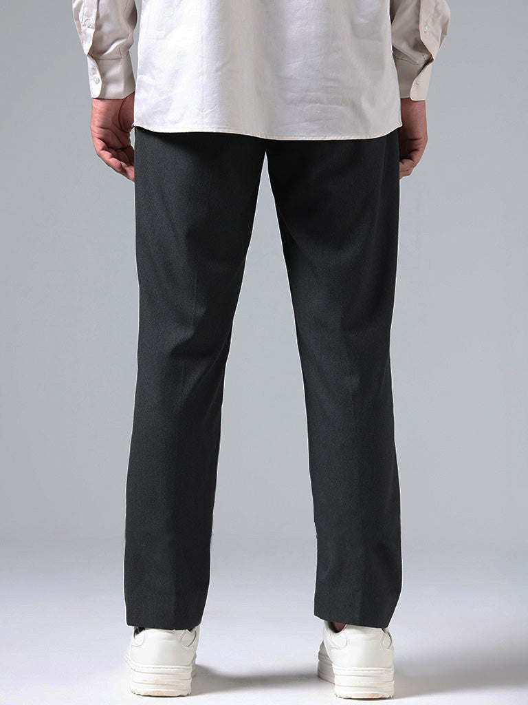WES Formals Black Relaxed Fit Trousers