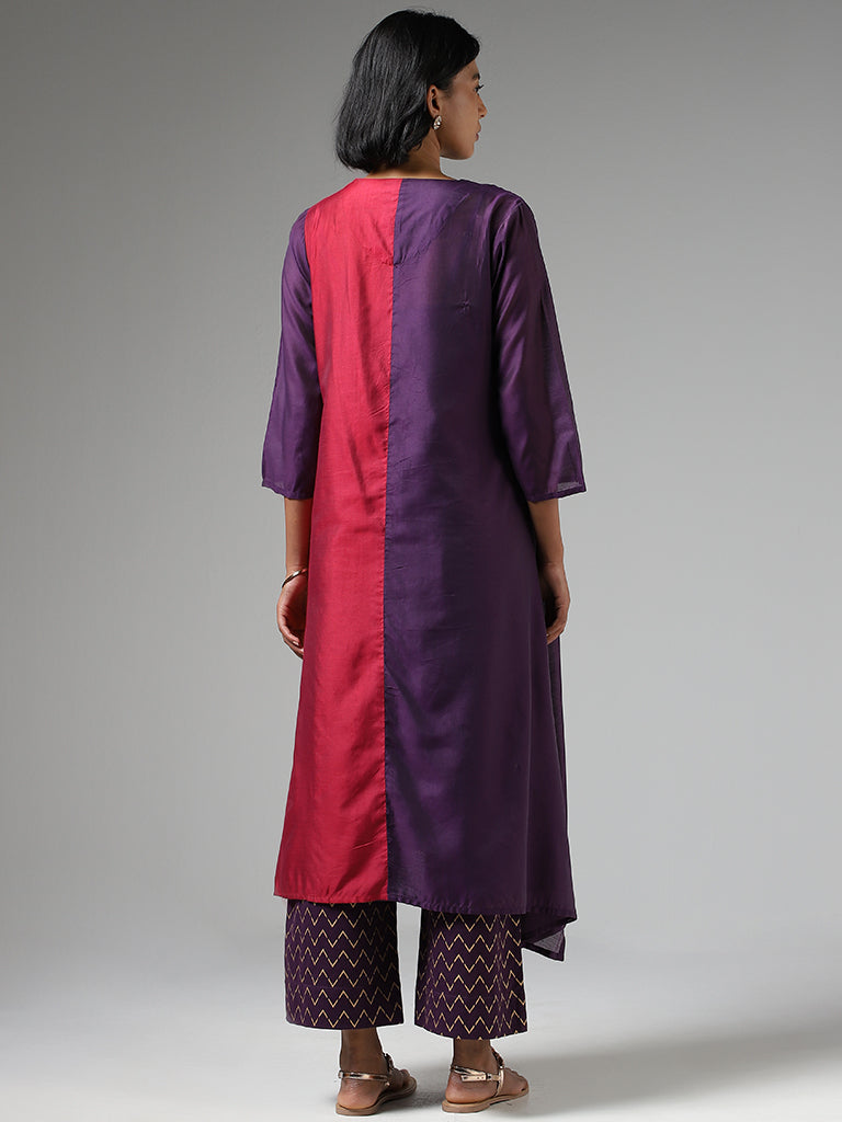 Utsa Pink & Purple Bandhani Printed Kurta with Inner