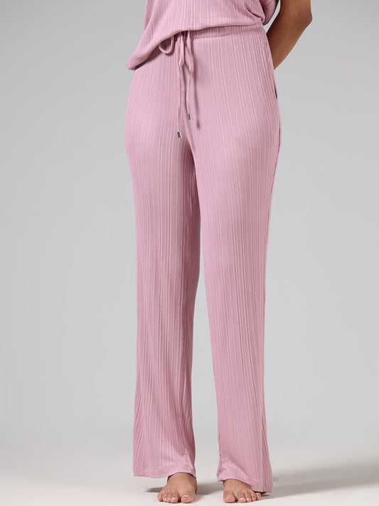 Wunderlove Pink Self Striped Supersoft Pyjamas