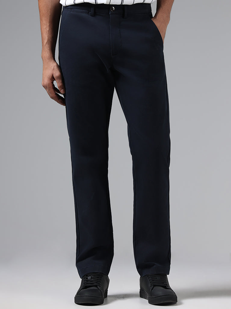 Ascot Solid Navy Relaxed Fit Chinos