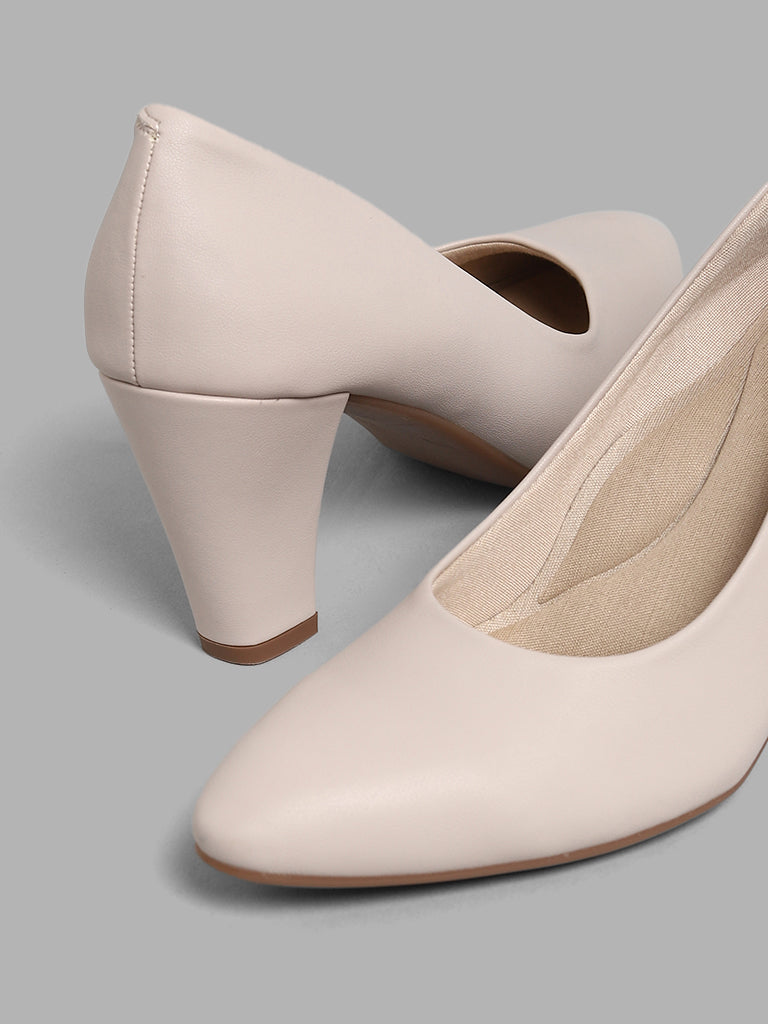Westside LUNA BLU Women's  Cream Pump Heel Shoes for Casual Wear Zoomed View
