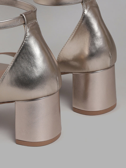 LUNA BLU Gold Sling back Heel Sandals