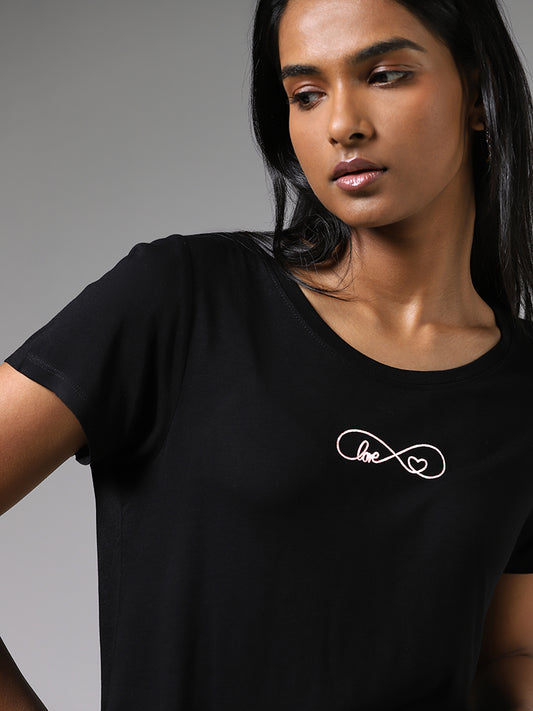 LOV Black Infinite Printed T-Shirt