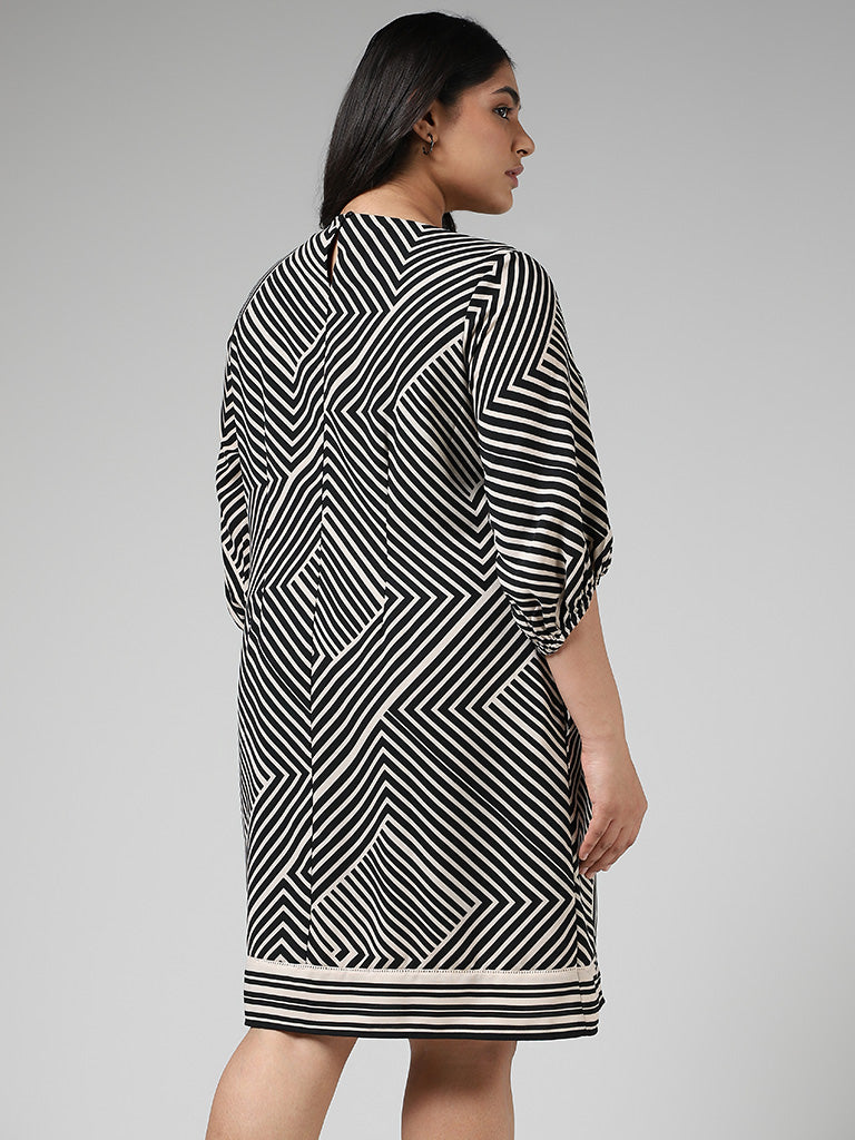 Gia Geometric Striped Black Dress