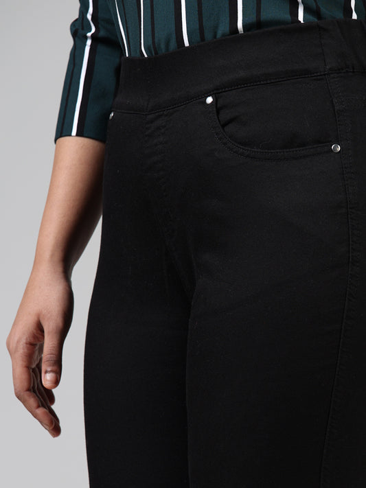 Gia Solid Black Ankle Length Denim Jeggings