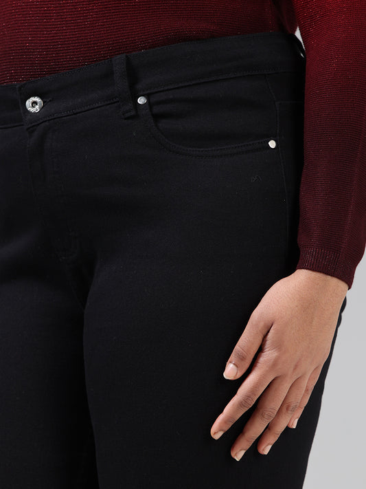 Gia Solid Black Wide-Leg Denim Jeans
