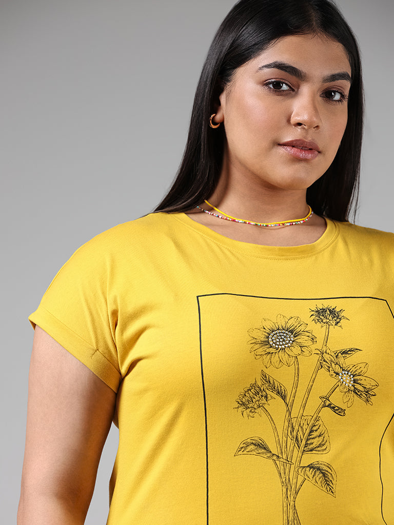 Yellow floral deals shirt womens