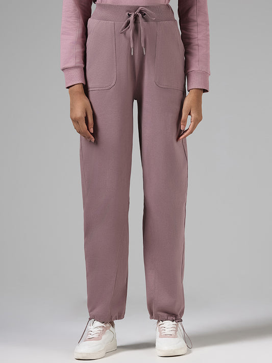 Studiofit Solid Pink Cotton Joggers