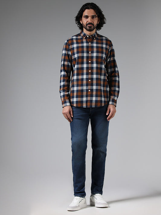 WES Casuals Multicolor Checked Cotton Slim-Fit Shirt