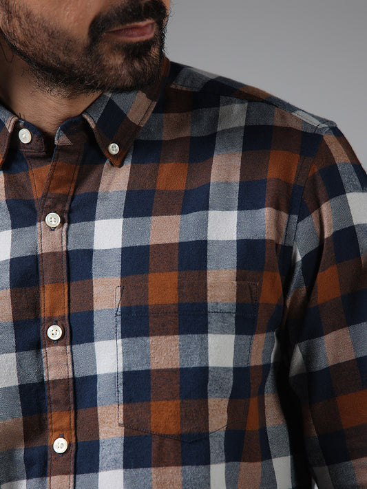 WES Casuals Multicolor Checked Cotton Slim Fit Shirt