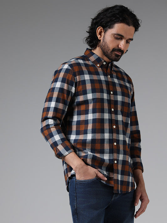 WES Casuals Multicolor Checked Cotton Slim Fit Shirt
