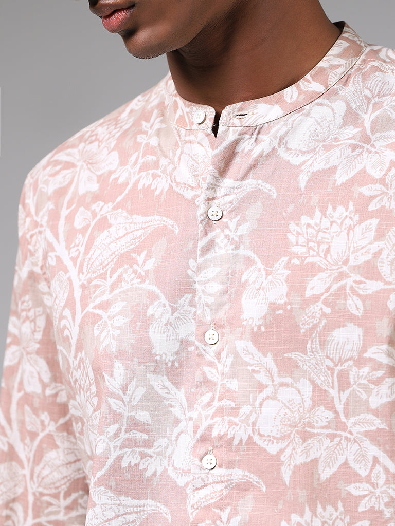 ETA Dusty Rose Floral Printed Resort Fit Shirt