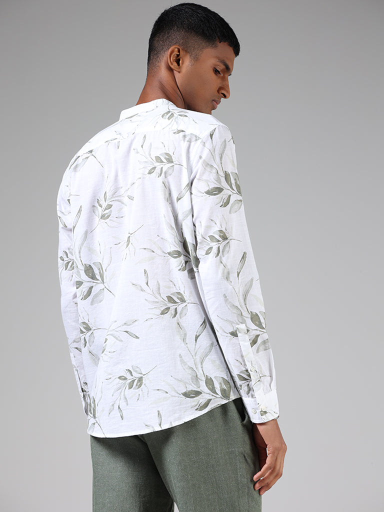 ETA White Leaf Printed Resort Fit Shirt