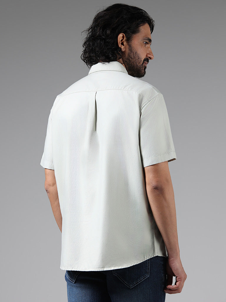 WES Casuals Solid Light Sage Relaxed Fit Shirt