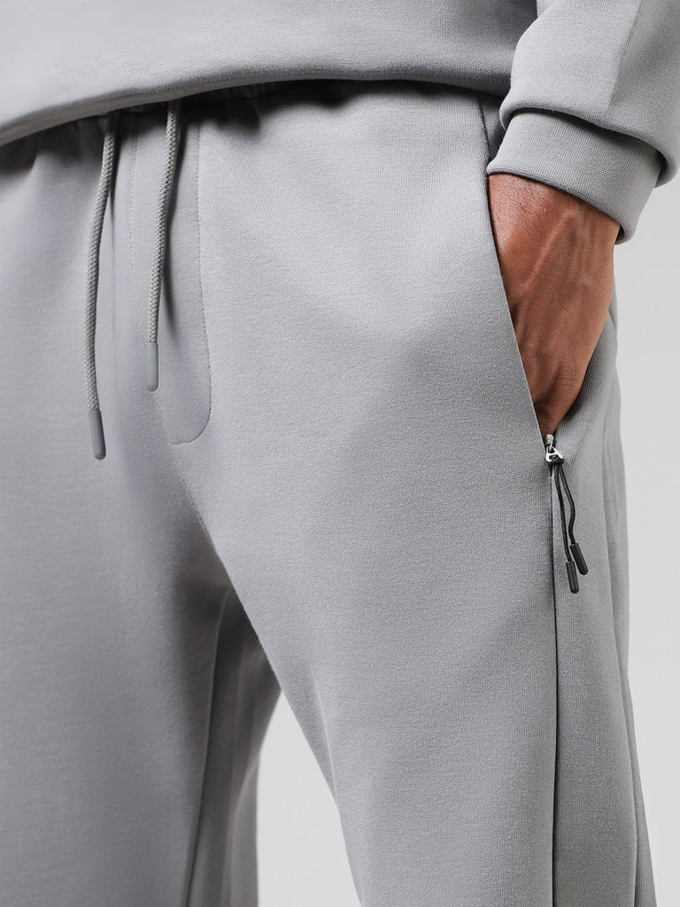 Studiofit Solid Grey Relaxed Fit Track Pants
