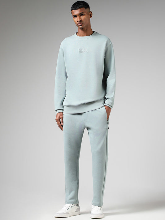 Studiofit Solid Sage Green Relaxed Fit Track Pants