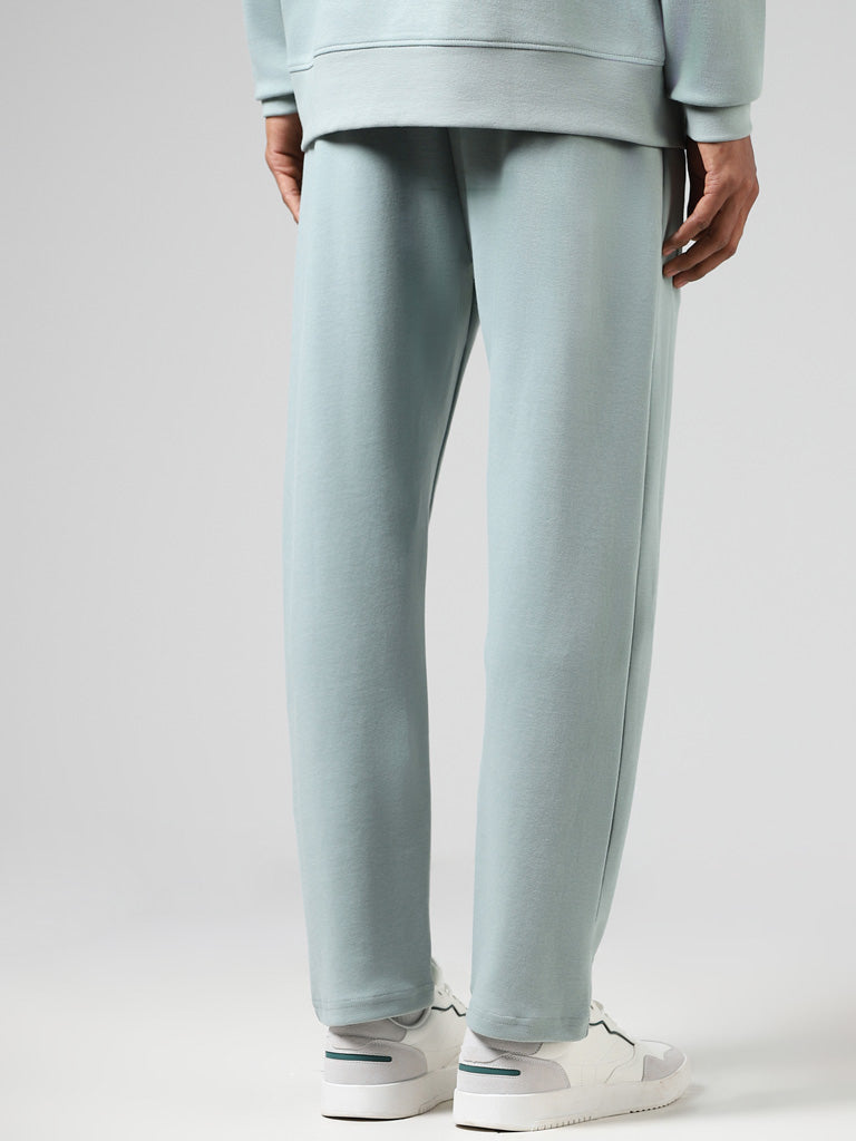 Studiofit Solid Sage Green Relaxed Fit Track Pants
