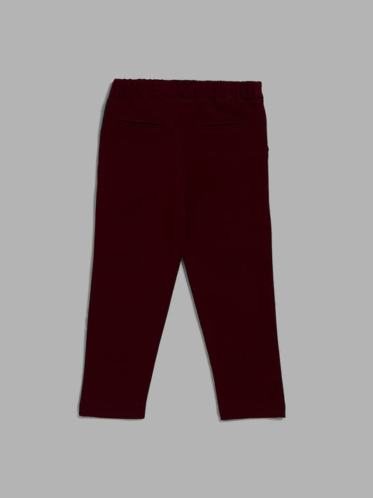 HOP Kids Solid Burgundy Trousers