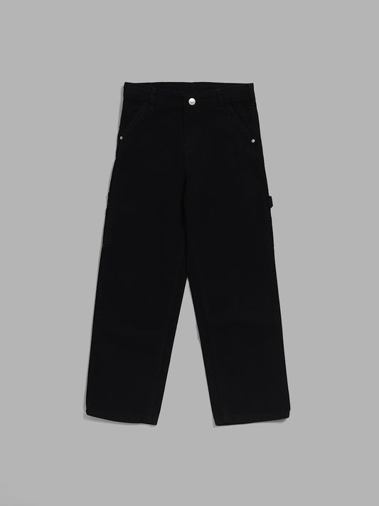 Y&F Kids Solid Black Cargo Pants