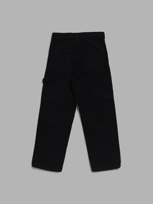 Y&F Kids Solid Black Cargo Pants