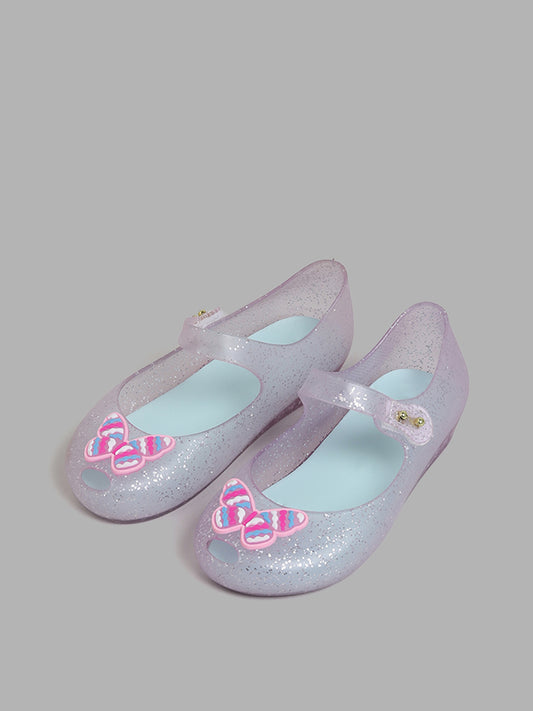 Yellow Transparent Butterfly Accent Ballerina Shoes
