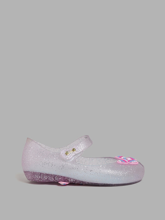 Yellow Transparent Butterfly Accent Ballerina Shoes