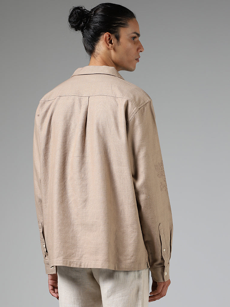 ETA Brown Embroidered Relaxed Fit Jacket