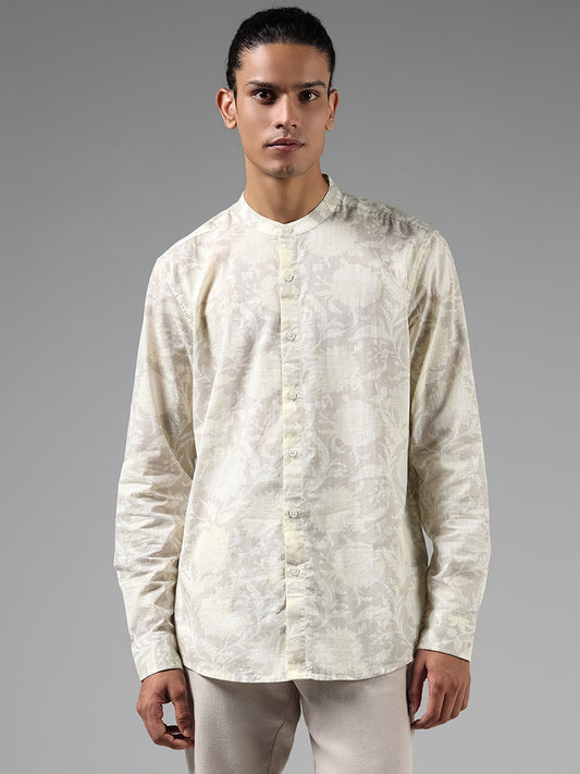 ETA Taupe Floral Printed Cotton Resort-Fit Shirt