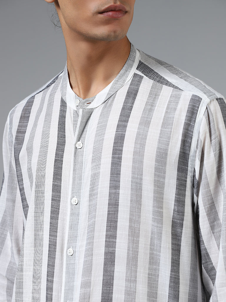 ETA Black & White Striped Resort Fit Shirt