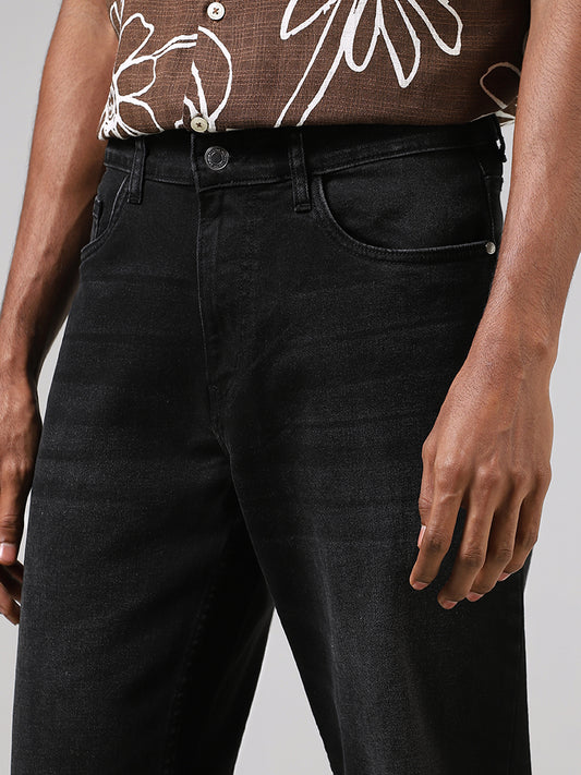 Nuon Black Mid Rise Straight Fit Jeans