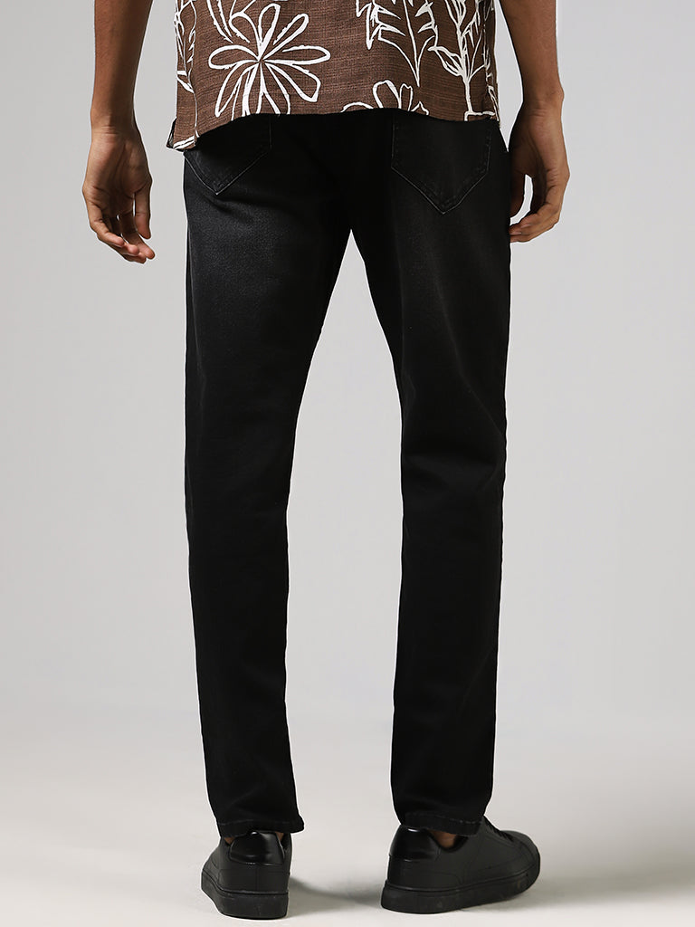 Nuon Black Mid Rise Straight Fit Jeans