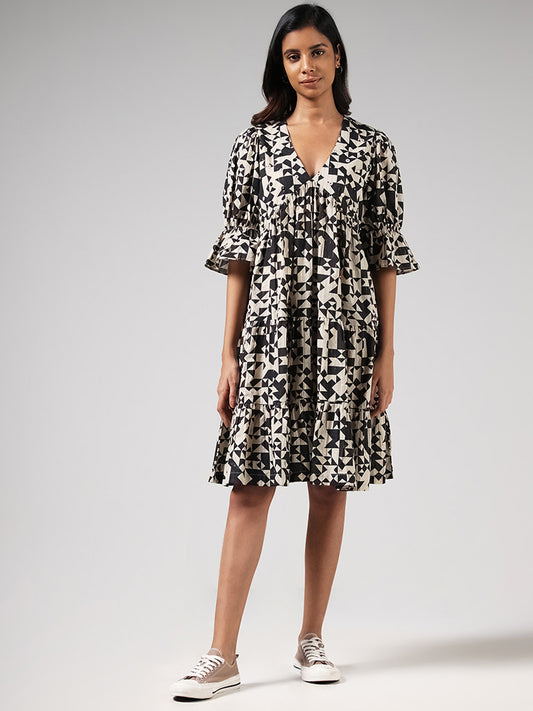Bombay Paisley Black Mirror Embroidered Dress