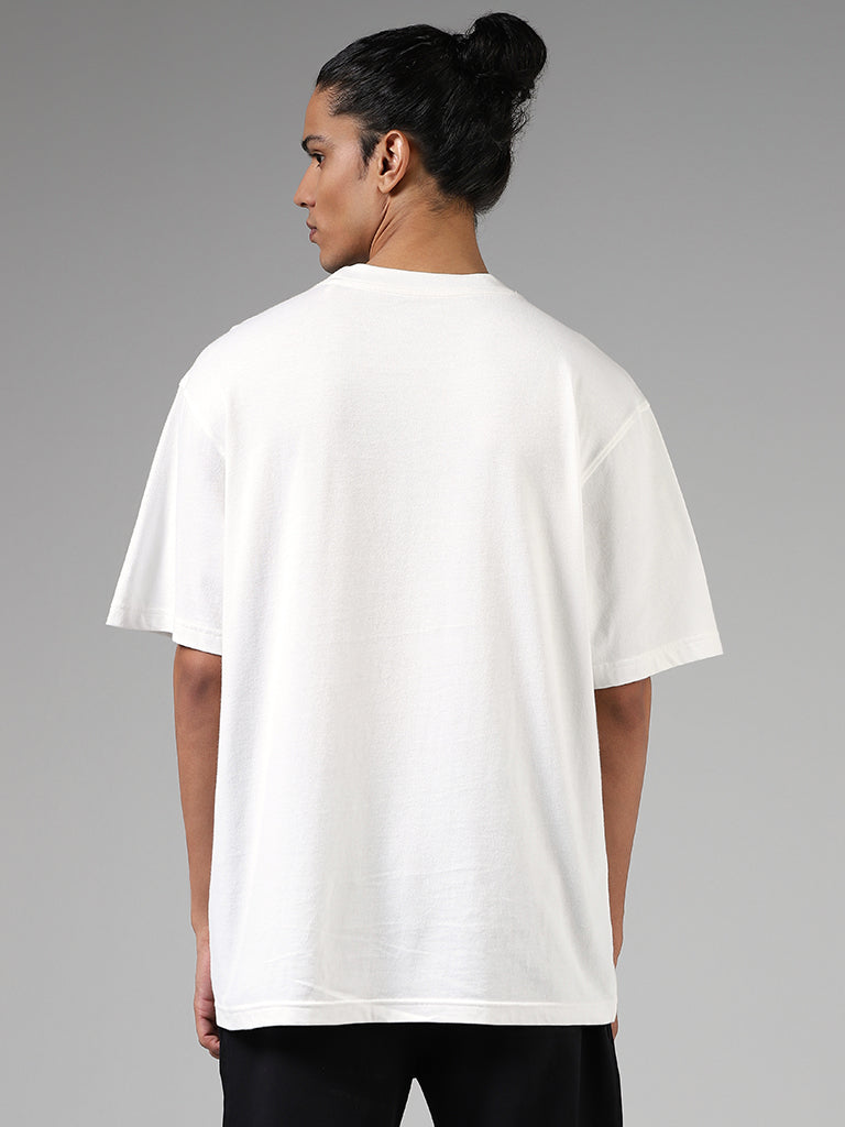Studiofit White Cotton Relaxed Fit T-Shirt
