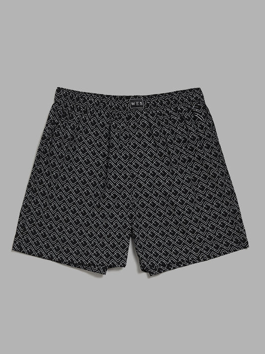 WES Lounge Black & White Relaxed Fit Boxers - Pack of 2