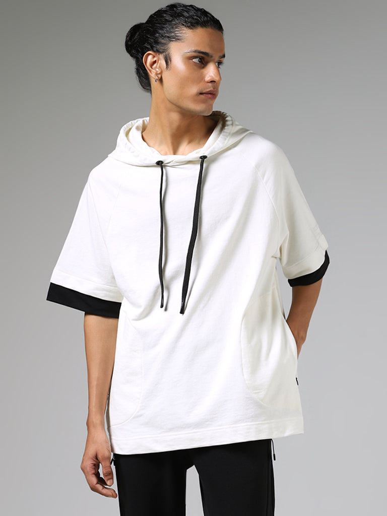 Studiofit Off White Relaxed Fit Hoodie Pullover