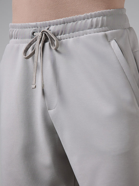 Studiofit Solid Grey Relaxed-Fit Mid-Rise Running Shorts