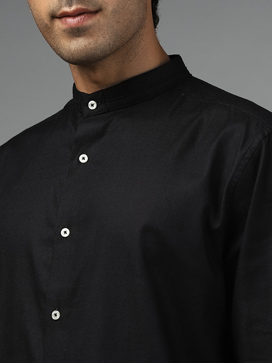 Ascot Solid Black Cotton Relaxed-Fit Shirt