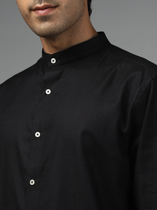 Ascot Solid Black Cotton Relaxed Fit Shirt