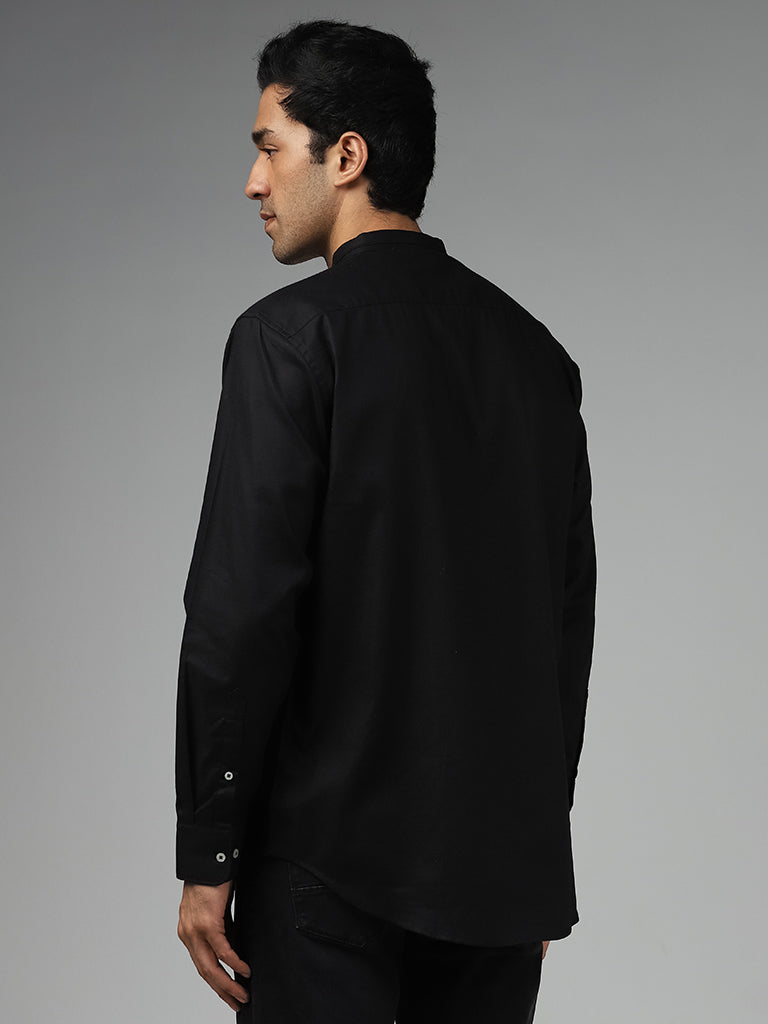 Ascot Solid Black Cotton Relaxed Fit Shirt