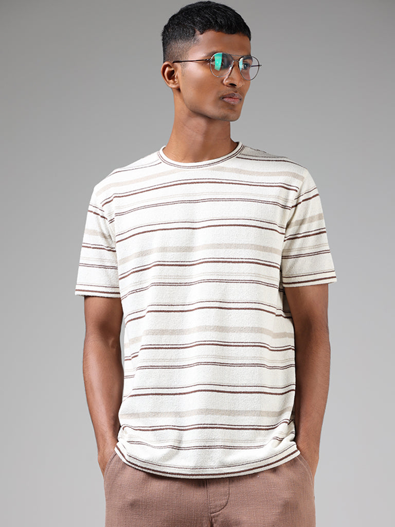 ETA Off-White Striped Slim Fit T-Shirt