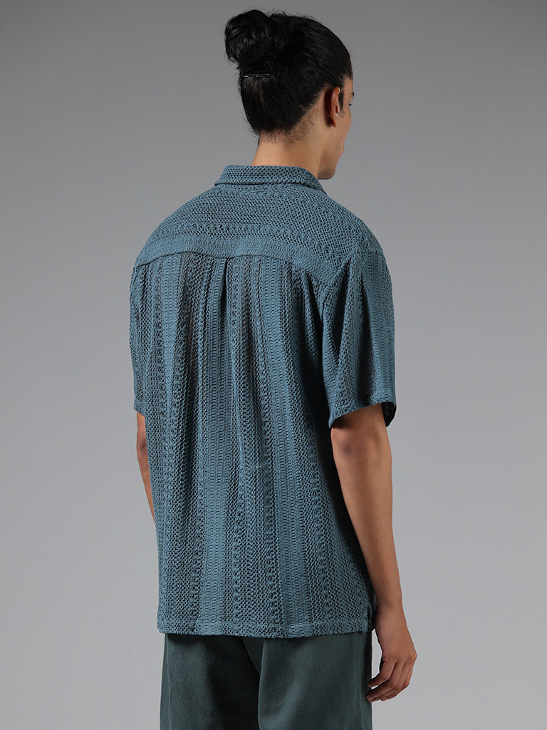 ETA Emerald Green Crochet Cotton Resort-Fit Shirt