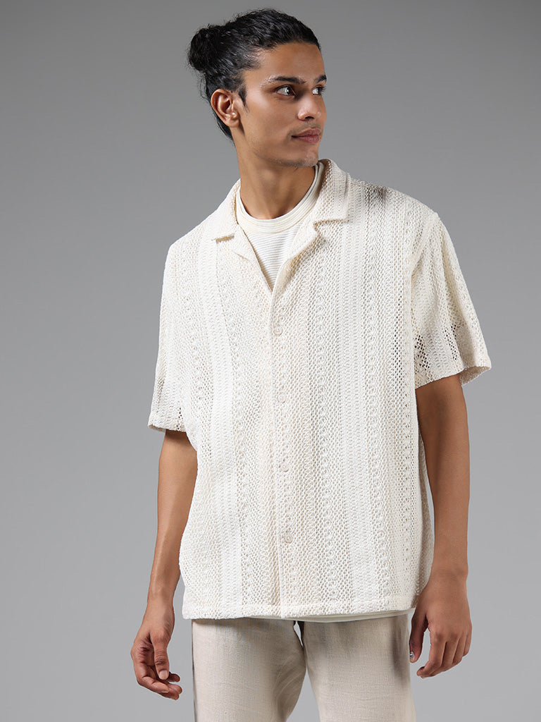 ETA Off White Crochet Resort Fit Shirt